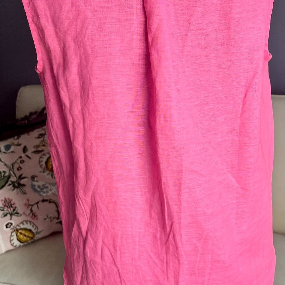 💖 J.Crew Reimagined Hot Pink Linen Blend Sleeveless Tunic Blouse | Size S - Picture 5 of 7